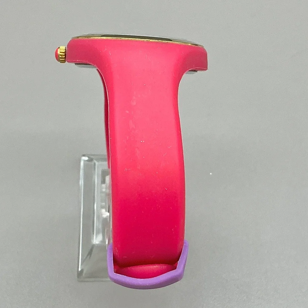 Betsey Johnson Watch Hot Pink Gold Tone Oversized Numbers Quartz NEW BATTERY